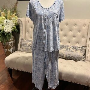 Aria Blue and White Paisley Pajama Set